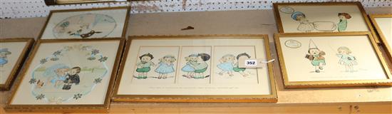 Mabel Woodford, a collection of framed watercolours of children